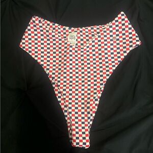 Checkered High-Waist Bikini Bottom